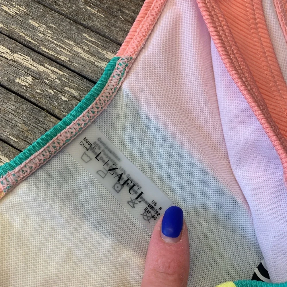 Zaful | NWT Pastel Ribbed V-Wire Cami Bikini Two Piece Swimsuit - Picture 5 of 10